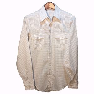 Essley Vintage Plaid White Red Black Shirt Size S